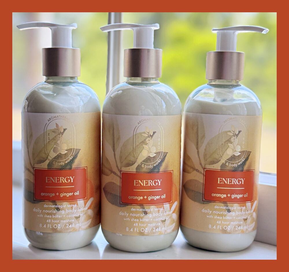 Bath & Body Works Aroma Energy Orange + Ginger Oil Moisturizing Body Lotion x3